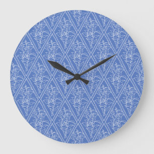 Chic Blue Vintag Periwinkle Blumenmuster Große Wanduhr