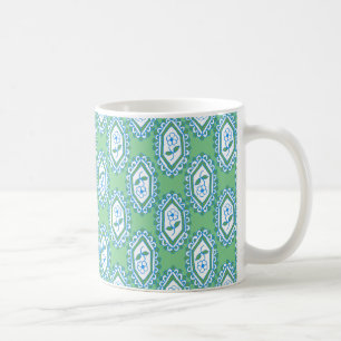 Chic Blue Vintag Periwinkle Floral auf Green Kaffeetasse