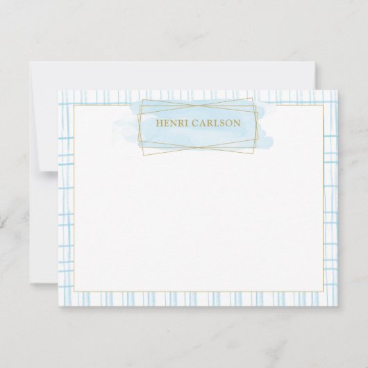 Chic Blue Watercolor Badge Note Card Mitteilungskarte (Vorderseite)