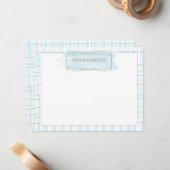 Chic Blue Watercolor Badge Note Card Mitteilungskarte (Vorderseite/Rückseite Beispiel)