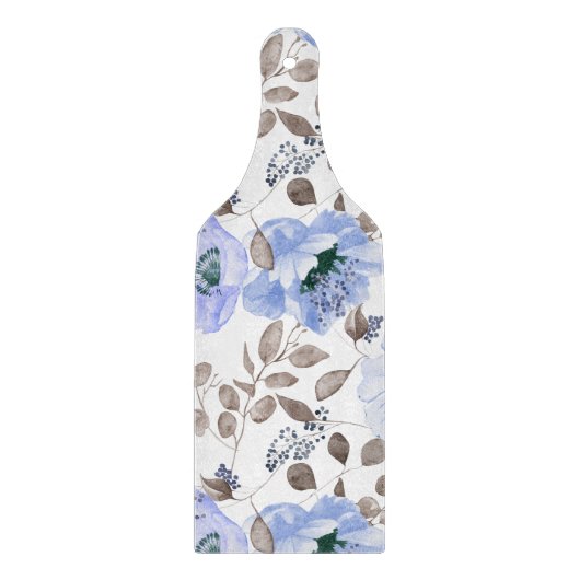 Chic Blue Watercolor Blume Cutting Board Schneidebrett (Vorderseite)