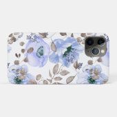Chic Blue Watercolor Blume iPhone Case (Rückseite (Horizontal))