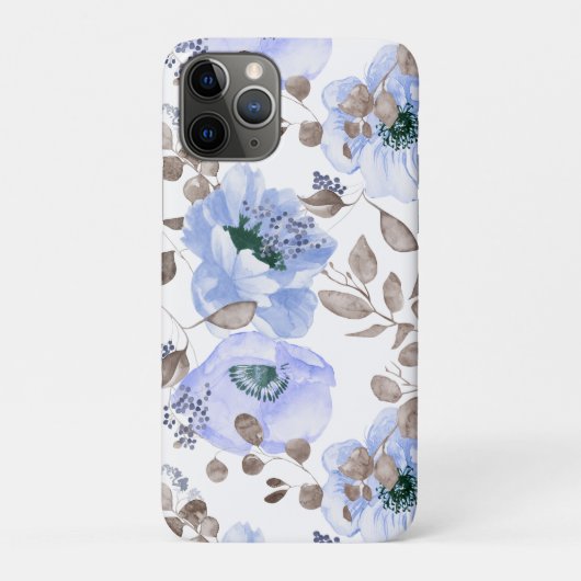 Chic Blue Watercolor Blume iPhone Case (Rückseite)