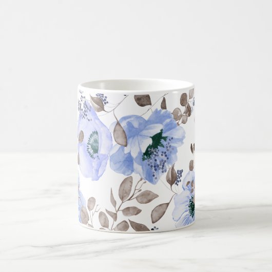 Chic Blue Watercolor-Blume Kaffeetasse (Mittel)