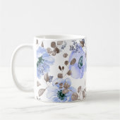 Chic Blue Watercolor-Blume Kaffeetasse (Links)