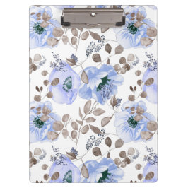 Chic Blue Watercolor-Blume Klemmbrett