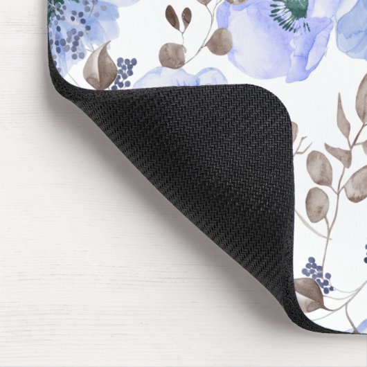 Chic Blue Watercolor-Blume Mousepad (Ecke)