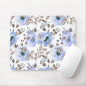 Chic Blue Watercolor-Blume Mousepad (Mit Mouse)