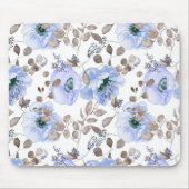 Chic Blue Watercolor-Blume Mousepad (Vorne)
