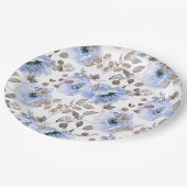 Chic Blue Watercolor Blume Paper Tellers Pappteller (Schrägansicht)
