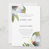 Chic Blue Watercolor Floral Wedding Einladung (Vorderseite)