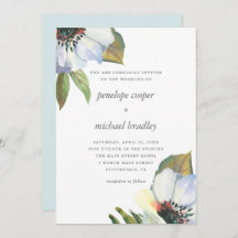 Chic Blue Watercolor Floral Wedding