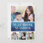 Chic Blue Watercolor Warmes wünscht Weihnachten Fo (Vorderseite)