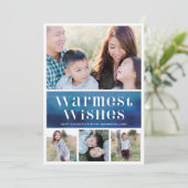 Chic Blue Watercolor Warmes wünscht Weihnachten Fo (Stehend Vorderseite)