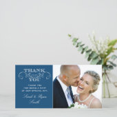 Chic Blue Wedding Foto Vielen Dank an Ihre Karten (Stehend Vorderseite)