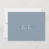Chic Blue Wedding Monogram Note Card