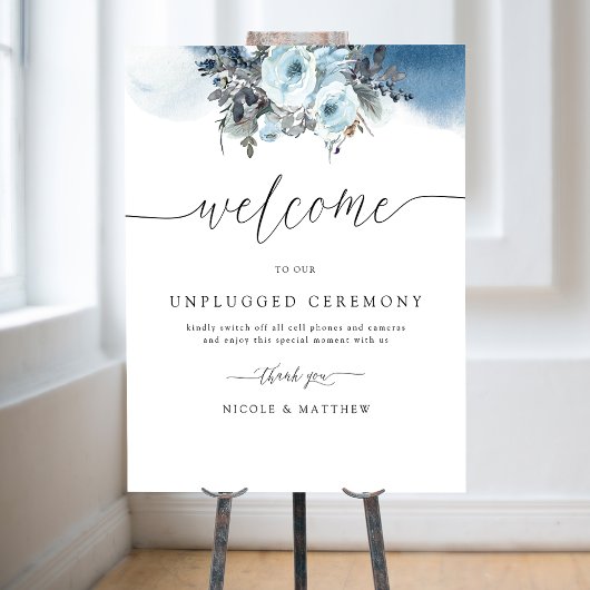 Chic, Blue Wedding Unplugged Zeremonie Willkommens Poster
