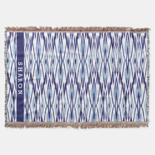 Chic blue-white aquarellicat-Muster Decke (Vorderseite)