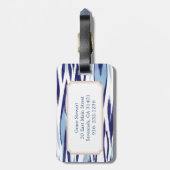 Chic blue-white aquarellicat-Muster Gepäckanhänger (Rückseite vertikal)