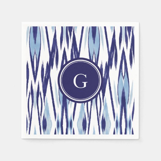 Chic blue-white aquarellicat-Muster Serviette (Vorderseite)