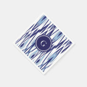Chic blue-white aquarellicat-Muster Serviette (Ecke)