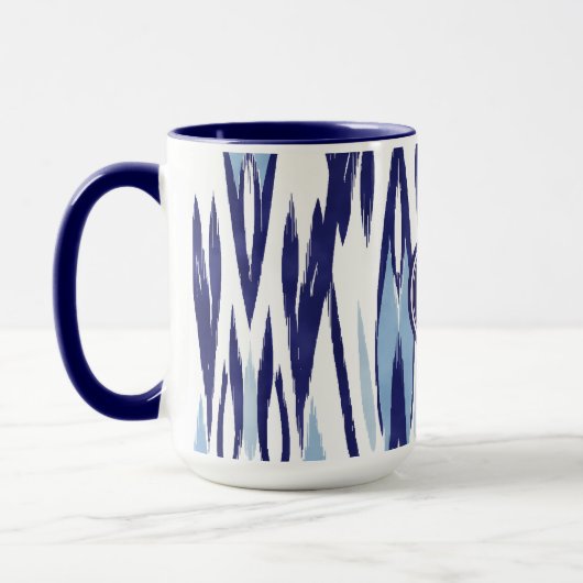 Chic blue-white aquarellicat-Muster Tasse (Links)