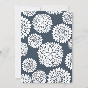 Chic Blue White Blume Babydusche Einladung