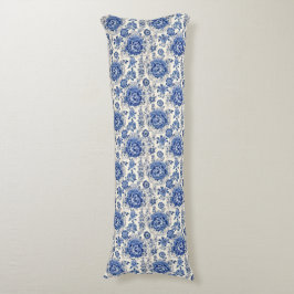 Chic Blue White Blumenchinoiserie Toile Monogramm Seitenschläferkissen