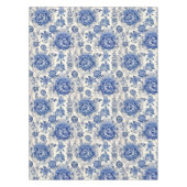 Chic Blue White Blumenchinoiserie Toile Monogramm Tischdecke (Vorderseite)