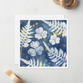 Chic Blue White Botanic Personalisierte Mitteilung Mitteilungskarte (Vorderseite/Rückseite Beispiel)