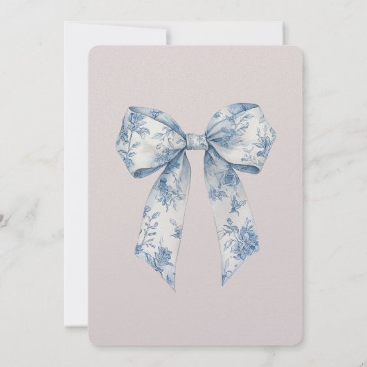 Chic Blue White Bow Blush Pink Wedding Einladung (Rückseite)