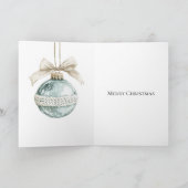 Chic Blue White Bow Ornament Karte (Innenseite)