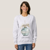 Chic Blue White Bow Ornament Sweatshirt (Vorne ganz)