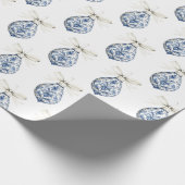 Chic Blue White Bows Ornaments Christmas Geschenkpapier (Ecke)