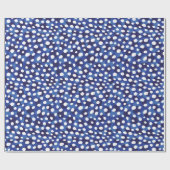 Chic Blue-White-Cheetah-Print-Monogramm Geschenkpapier (Flach)