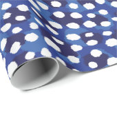 Chic Blue-White-Cheetah-Print-Monogramm Geschenkpapier (Rolleneckpunkt)