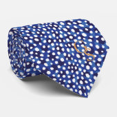 Chic Blue-White-Cheetah-Print-Monogramm Krawatte (Gerollt)