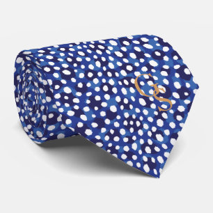 Chic Blue-White-Cheetah-Print-Monogramm Krawatte