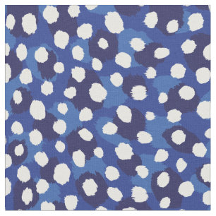 Chic Blue-White-Cheetah-Printpolka-Punkte Stoff