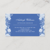 Chic Blue White Chinoiserie Blume Räume Design Visitenkarte (Rückseite)