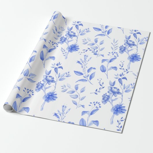 Chic Blue White Chinoiserie Florenz Geschenkpapier (Ungerollt)