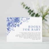 Chic Blue White Chinoiserie Garden Bücher für Baby Begleitkarte (Stehend Vorderseite)