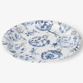 Chic Blue White Christmas Ornaments Pappteller (Schrägansicht)