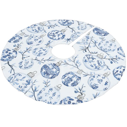 Chic Blue White Christmas Ornaments Polyester Weihnachtsbaumdecke (Schrägansicht)