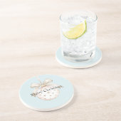 Chic Blue White Dots Bow Ornament Weihnachten Getränkeuntersetzer (Seite)