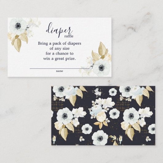 Chic Blue & White Floral Baby Dusche Windelwanne W Begleitkarte (Vorne/Hinten)