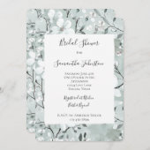 Chic Blue White Floral Brautparty Einladung (Vorne/Hinten)