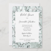 Chic Blue White Floral Brautparty Einladung (Vorderseite)