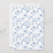 Chic Blue White Floral Brautparty Einladung (Rückseite)