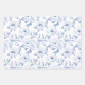 Chic Blue White Floral Brautparty Geschenkpapier Set (Vorderseite 3)